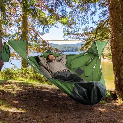 Flat Sleep Hammock Tent with Bug Net and Suspension
