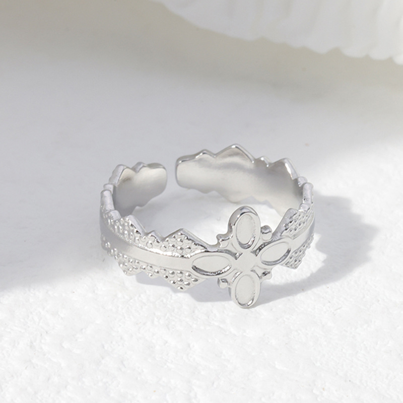 خاتم نسائي قابل للتعديل من الفولاذ المقاوم للصدأ بتصميم مفتوح