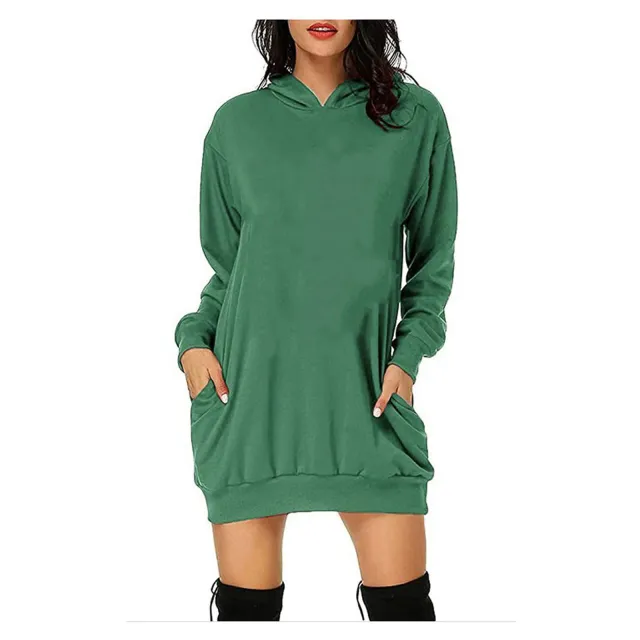 Solid Color Hat Dress Sweater Loose Feature Long Sleeves Green - Shop at LoveMi
