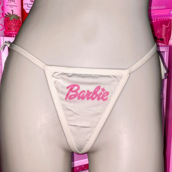 Title 2, String Barbie Sexy en Coton à Lacets avec Impri...