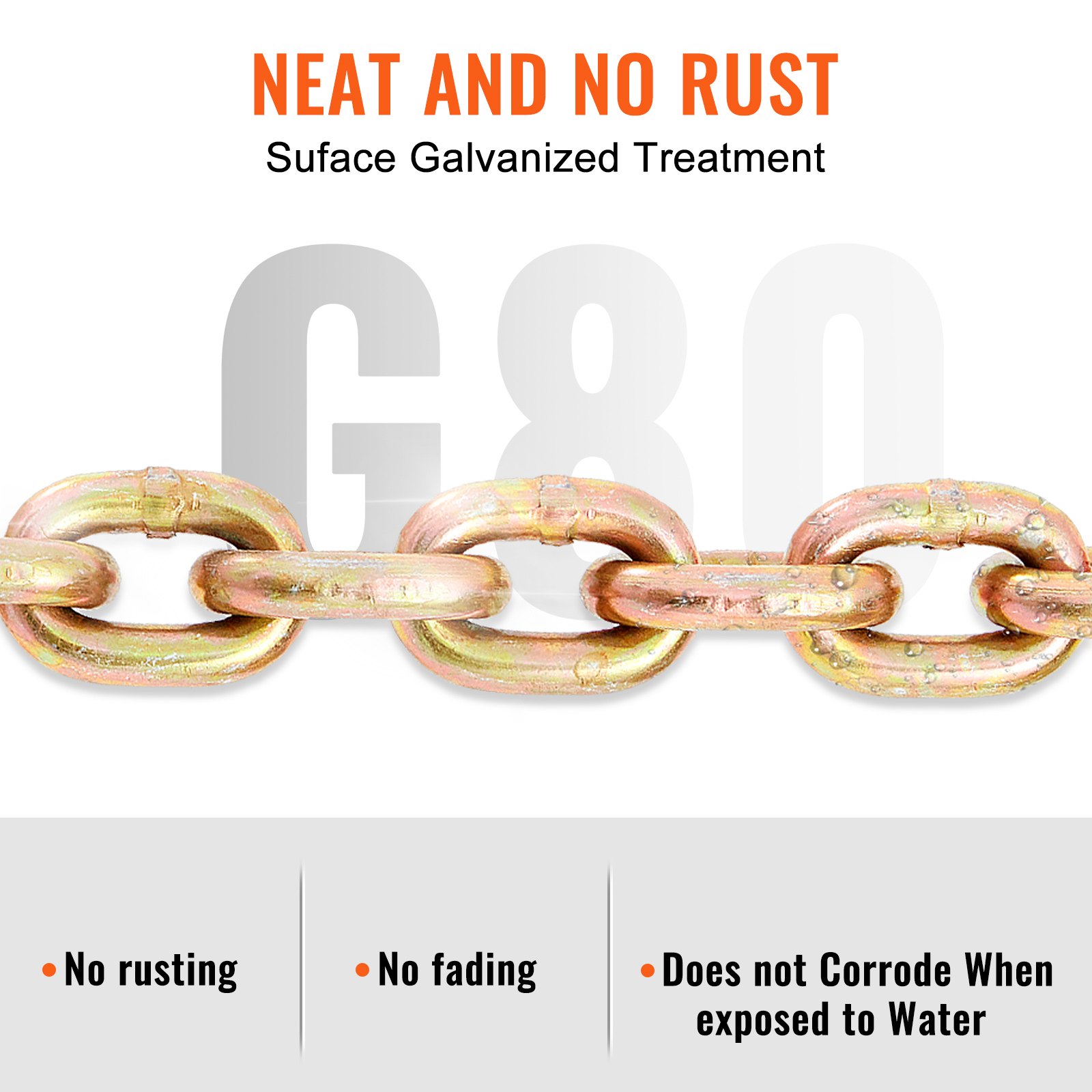 VEVOR Transport Binder Chain, 4900lbs Working Load Limit, G80 Tow Chain Tie Down With Grab Hooks, DOT… image 2