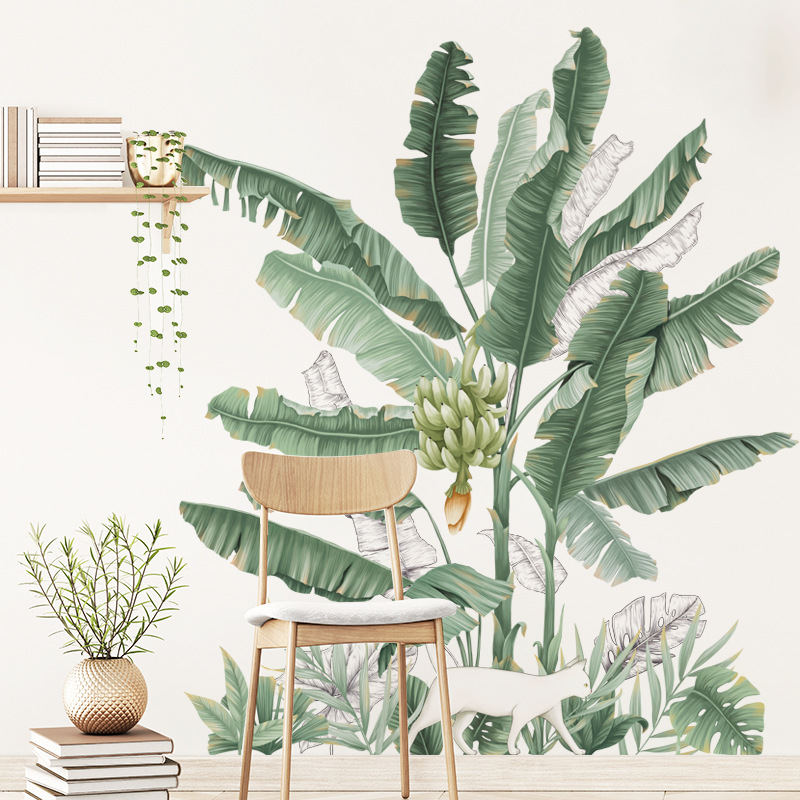 Banana Tree Bedroom Sofa Background Wall Decoration Pastoral Plant Wallpaper Skirting Wall Sticker — foto 9