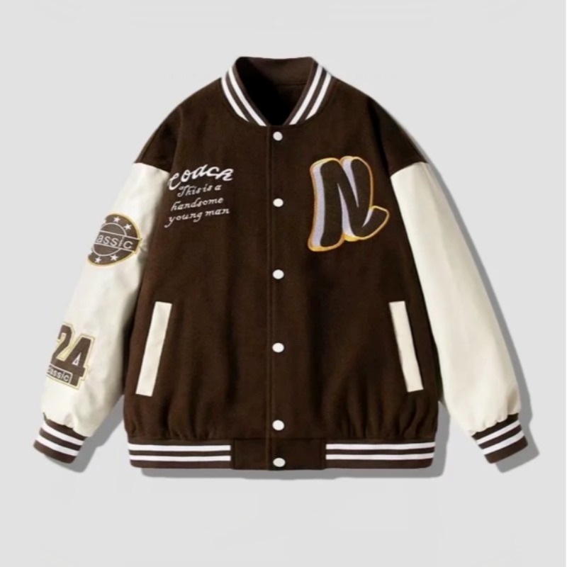 Street Letter Embroidered Baseball Jacket Men - CJdropshipping