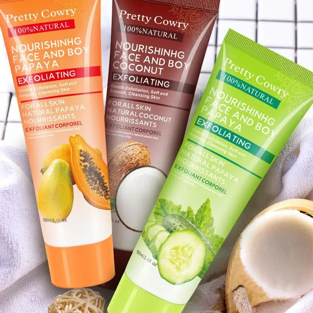 Cucumber Coconut Papaya Facial Exfoliating Gel Cream Body Cleansing