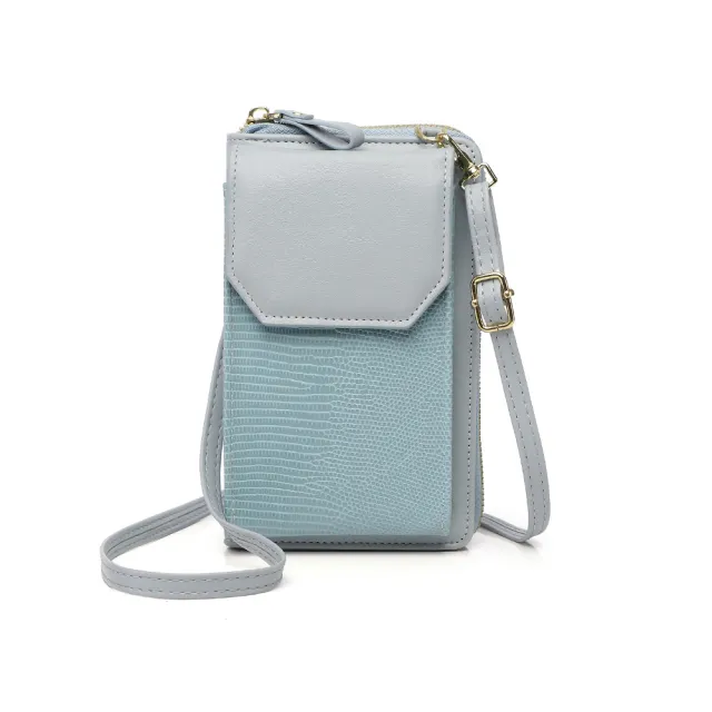 Zipper Wallet Snake Print All match Korean Style Diagonal Shoulder Bag Blue - Shop at LoveMi