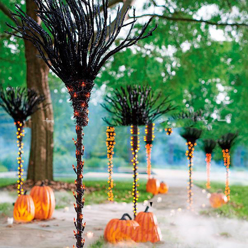 Halloween Pre-lit Broom Venue Decoration Props (Black)
