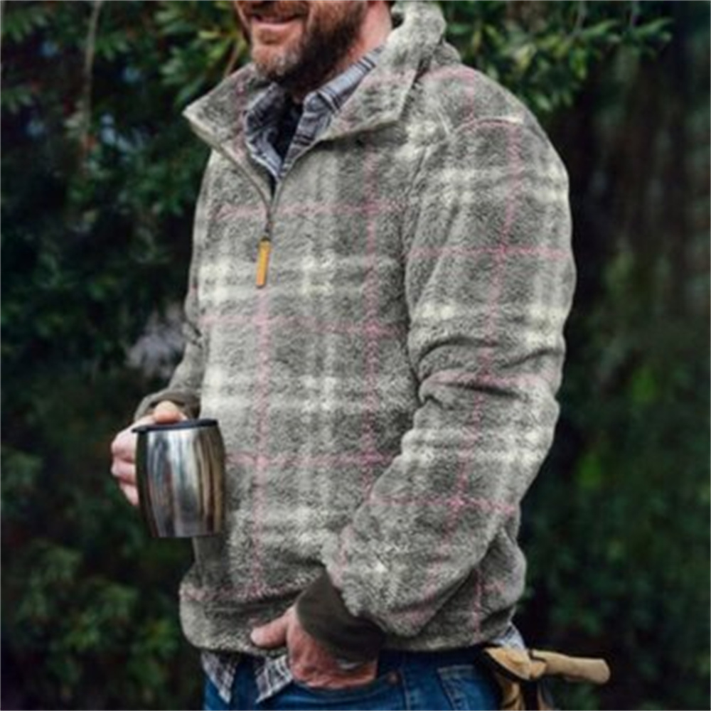 Autumn And Winter Casual Button Pocket Flannel Plush Men's Sweater