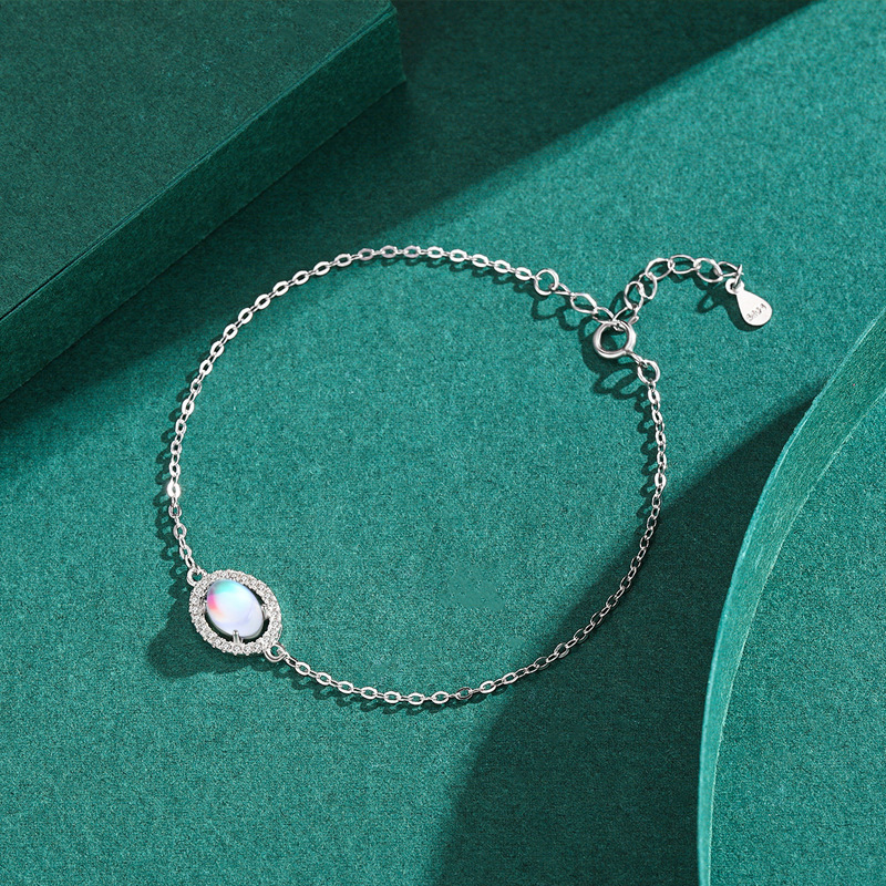 Sterling Silver Moonstone Bracelet Korean Style Light Luxury