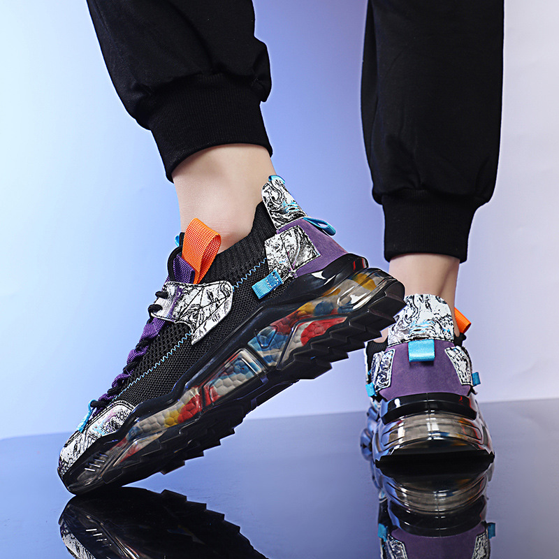 Breathable And Comfortable Flying Woven Men's Dad Shoes - Image 4