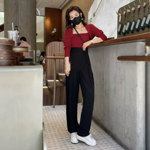 Western-style Age-reducing Sweet And Chic Top Two-piece Trousers
