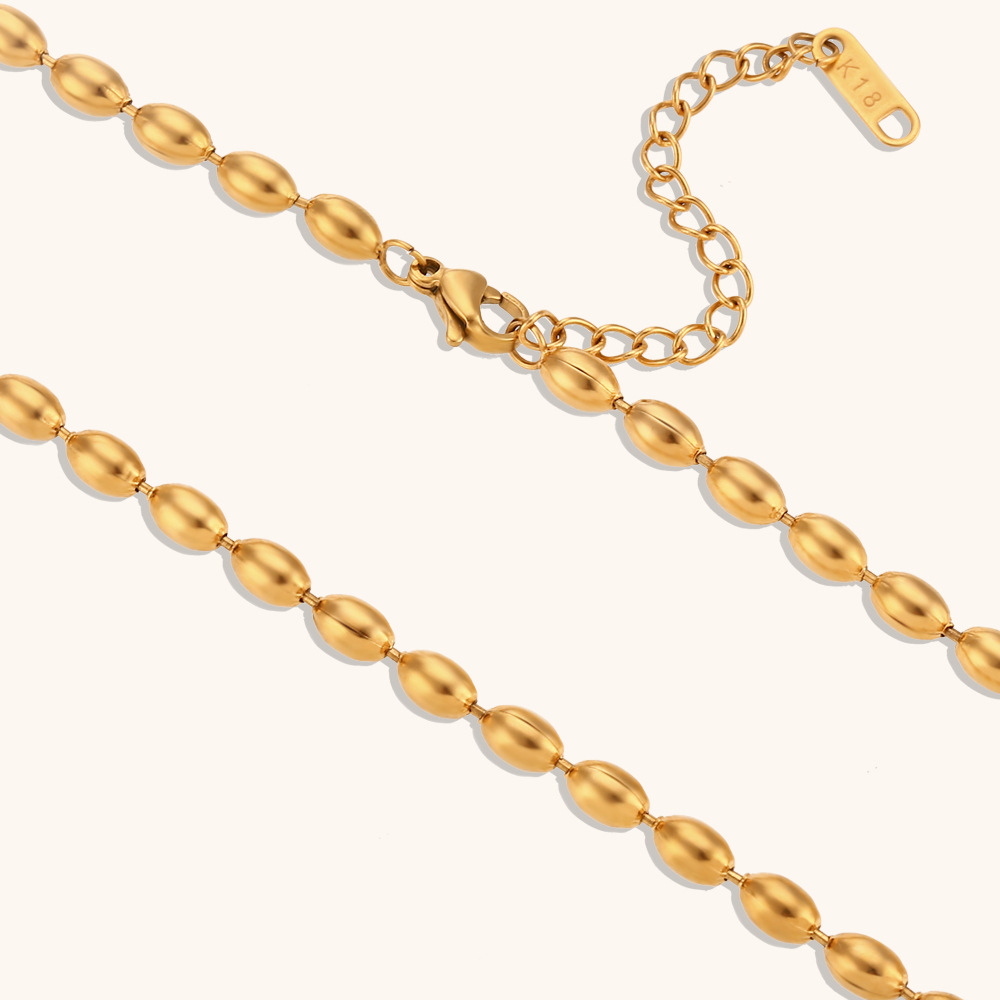 Oval Beads Chain Necklace Gold Clavicle Chain