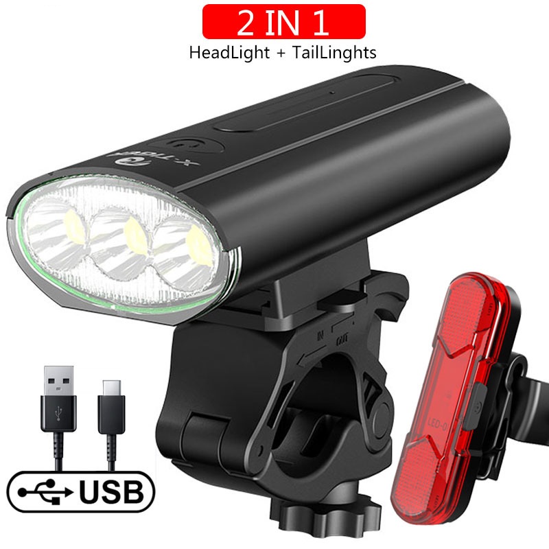 USB rechargeable outdoor waterproof light power display mountain night riding light — foto 13