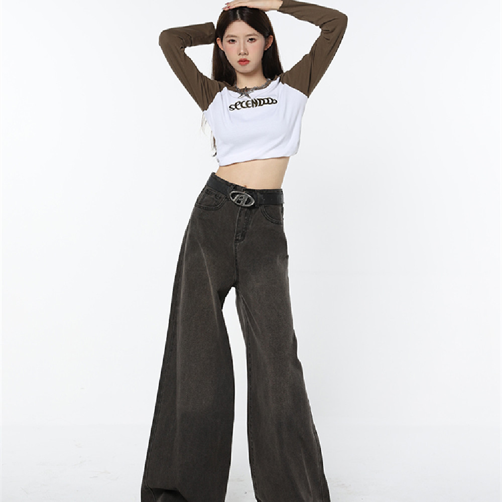 Title 4, Retro Black Gray Do Old Jeans Female. Comfortab...