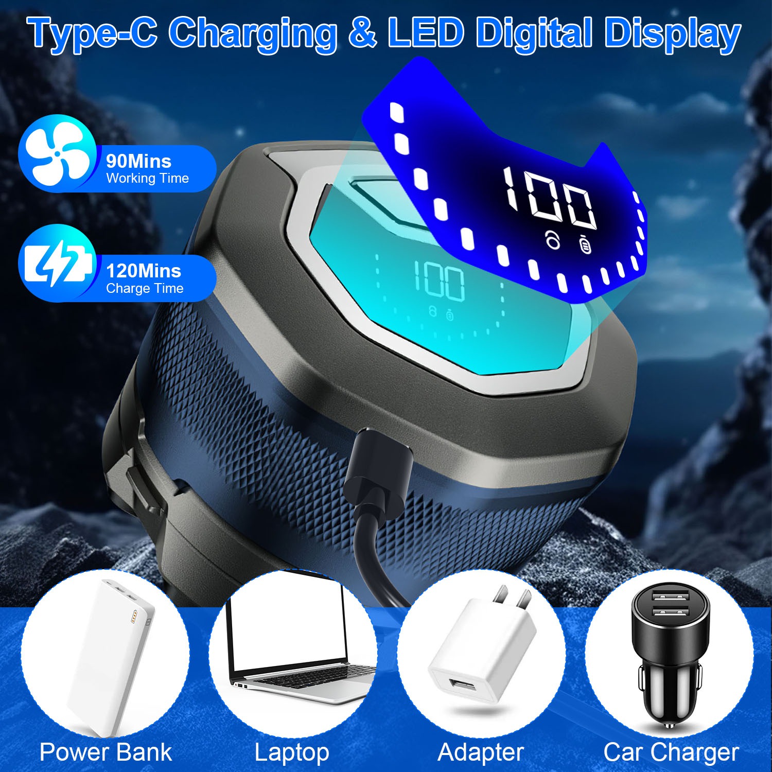 1Pc  Cordless Electric Head Shaver For Men 6D Magnetic Floating Head IPX6 Waterproof Wet Dry Shaving Electric Razor Type-C Rechargeable Trimmer With LED Digital Display For Bald Man