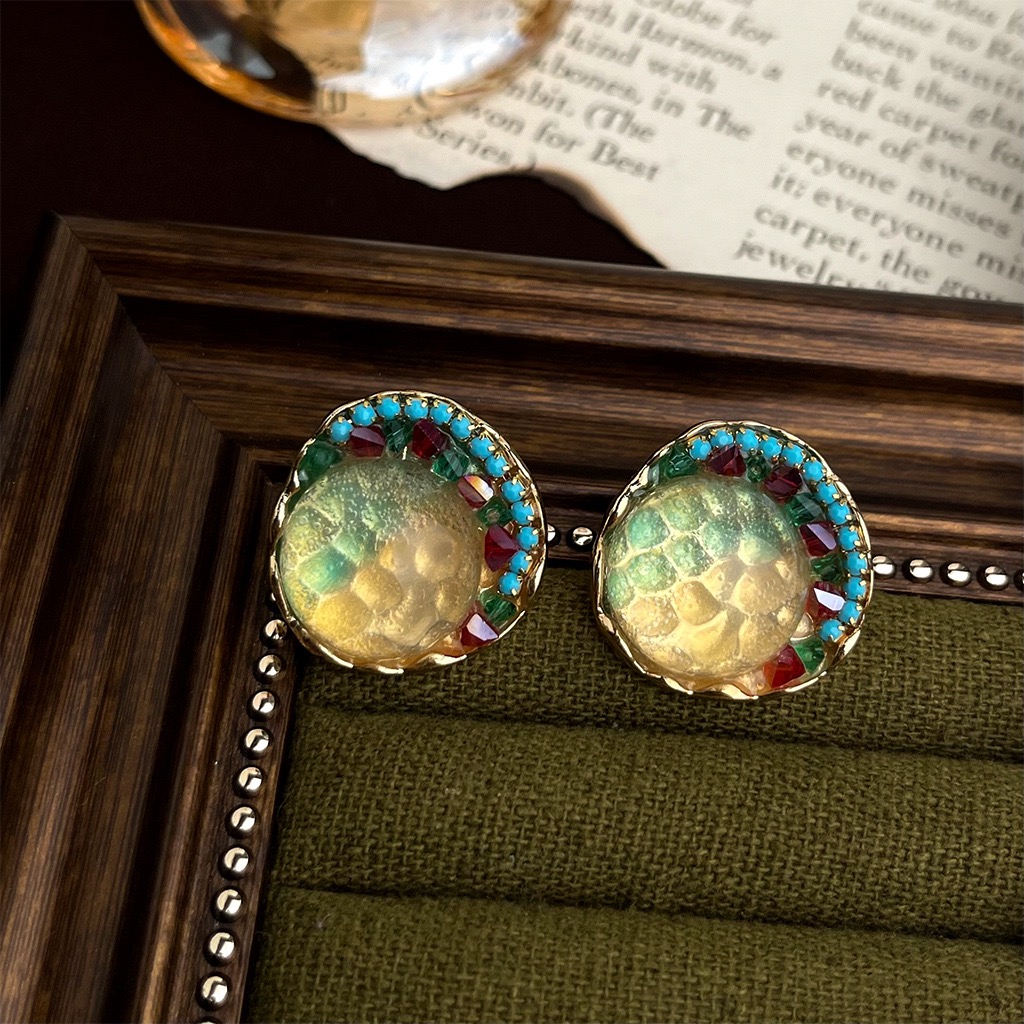 Retro Style Floral Earrings For Women Heavy Industry Zircon Silver Stud Earrings Luxury