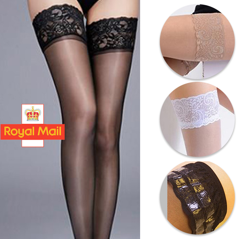 Lace topped thigh high sheer stockings ladies sexy women