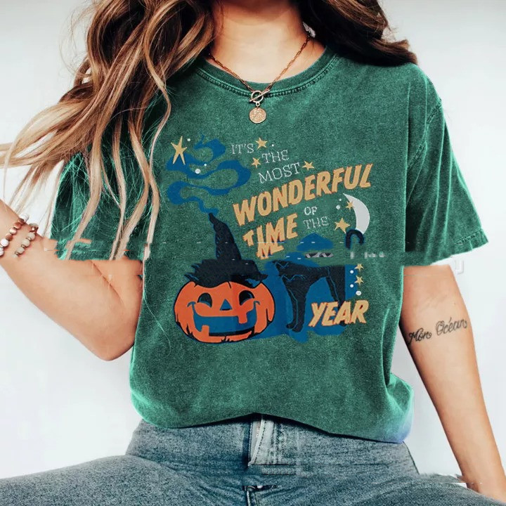 Title 2, Halloween Printed Loose Round Neck Summer T-shirt