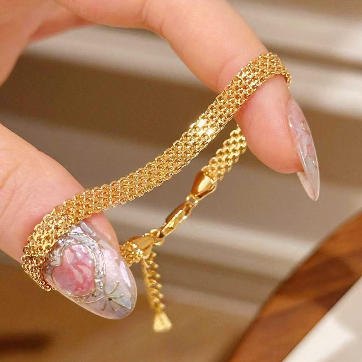 Vintage Gold Lace Strap Woven Bracelet