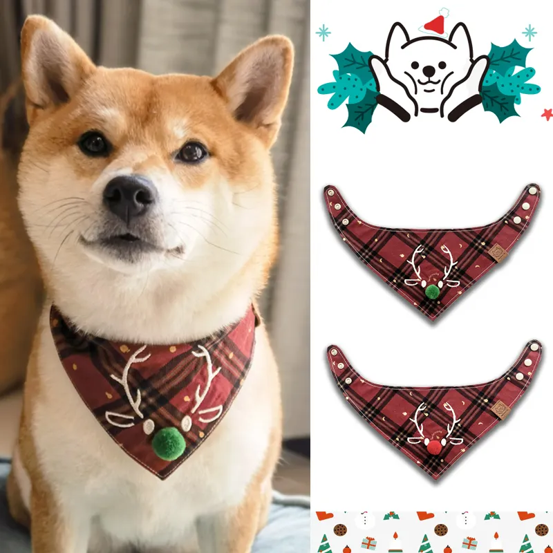 Pet's Saliva Towel Christmas Deer Scarf Large