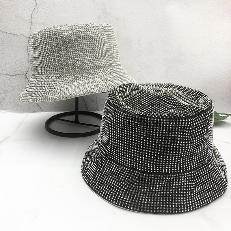 Fisherman's Hat Rhinestones Mesh Encrusted Wide