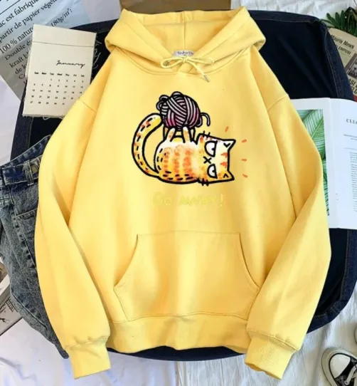 Creative Personality Pattern Hooded Sweater Yellow - Shop at LoveMi