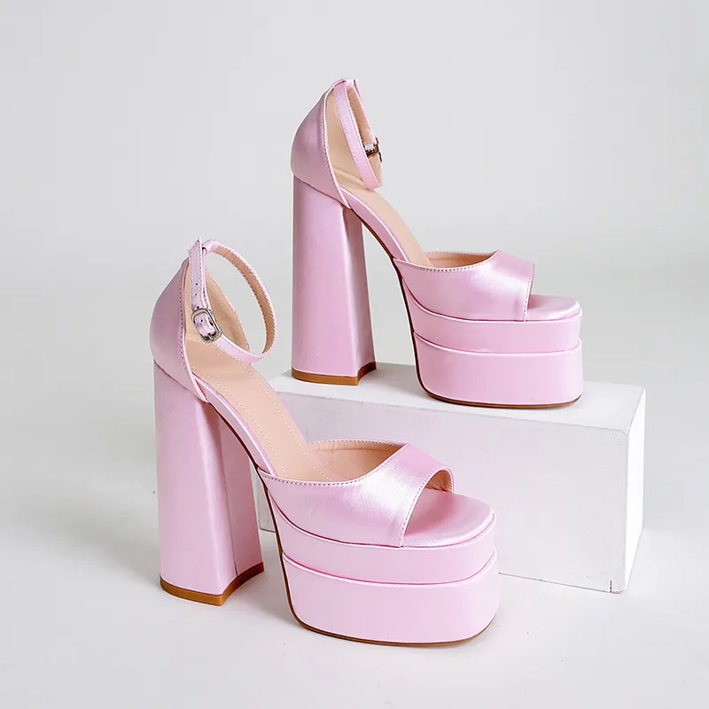 Platform Flat Slippers Hentian High Sandals - Pink