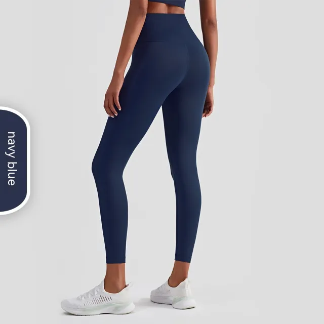 Women's Fashion Casual Pure Color Tight Peach Hip Raise Yoga Pants Navy Blue - Shop at LoveMi