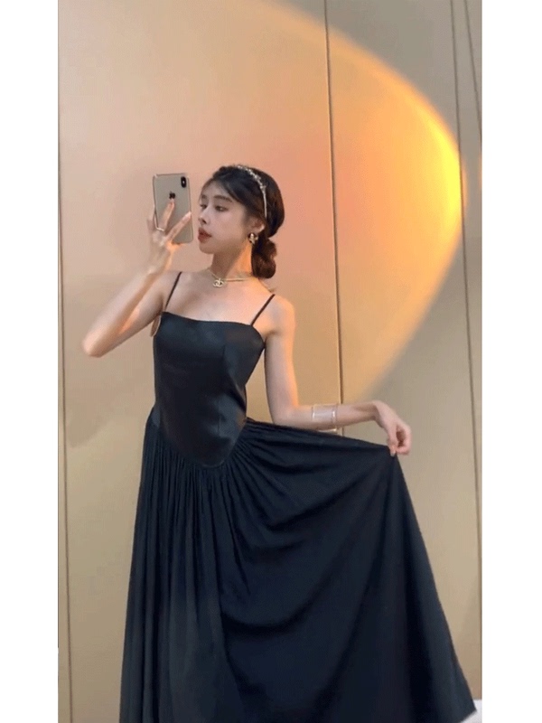 Fashion Simple Women's Solid Color Suspender Dress