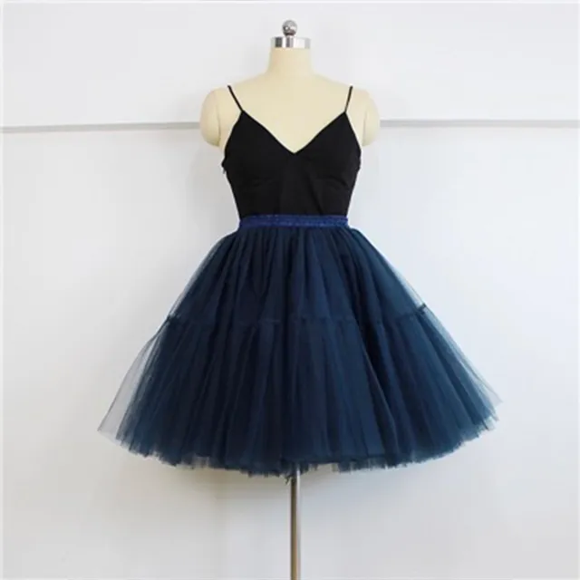 Black Tulle Layered High Waist A Line Skirt, Women's Tutu Skirt Mesh Splicing Skirt Multi layer Cake A line Pleated Skirt Fairy Skirt Blue - Shop at LoveMi
