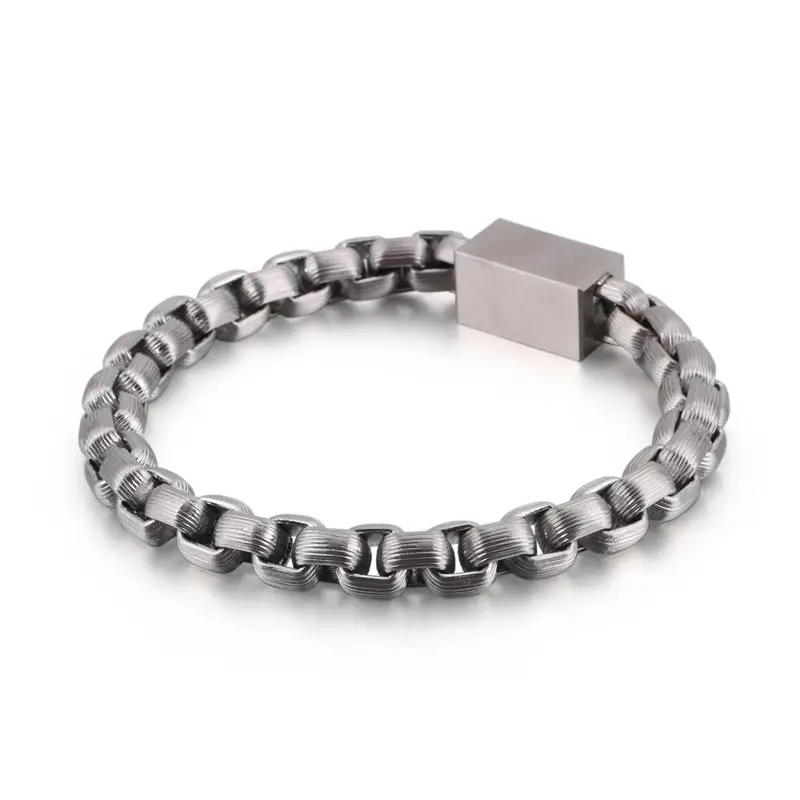 Square Pearl Chain Men's Titanium Steel Bracelet
