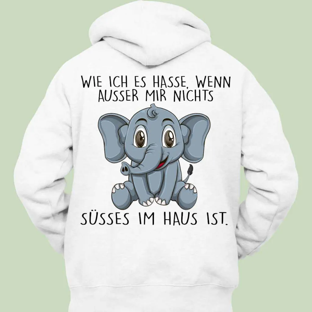 Korean Loose Hoodie Elephant Print Long Sleeve Loose Style - White3