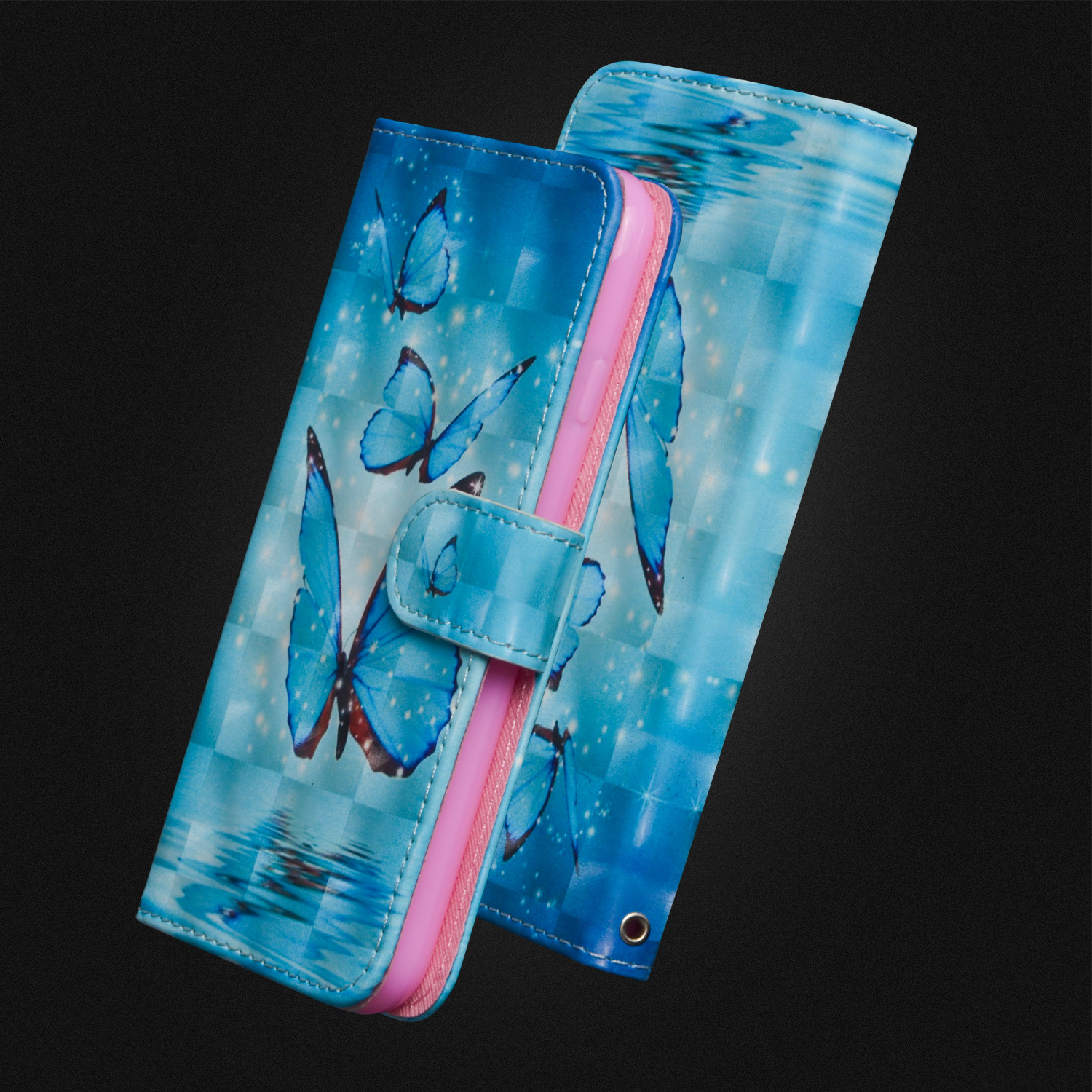 Printed Butterfly Wallet Leather Case - Image 4
