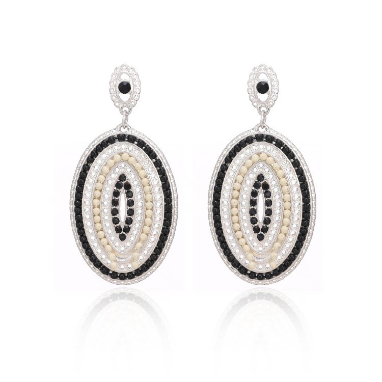 Geometric Oval Rice Bead Earrings Exaggerated Earrings