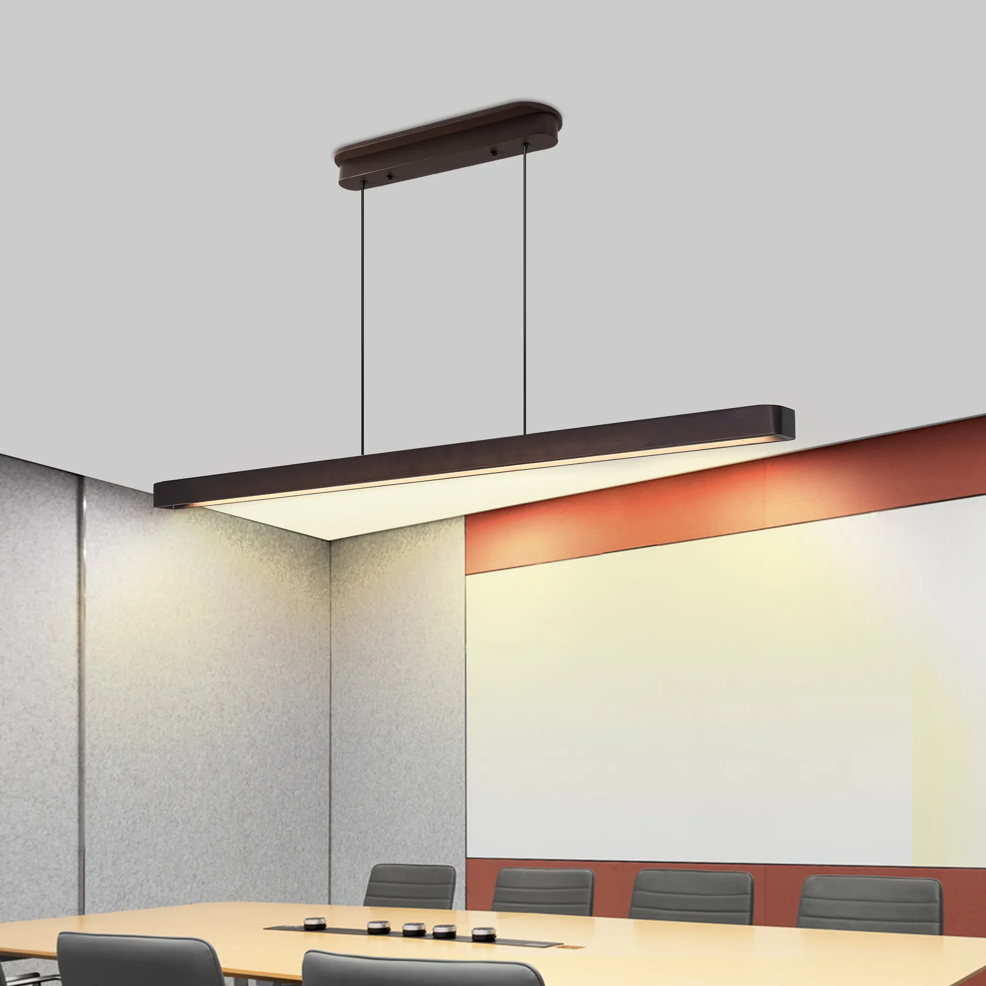 51-inch Walnut Wood Modern LED Pendant Light
