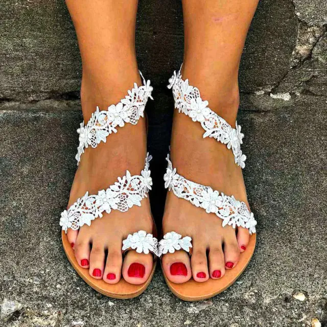 Women's Boho Casual Comfortable Flat Sandals White - Shop at LoveMi