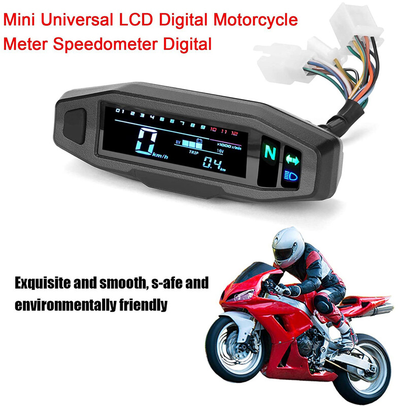 Universal Motorcycle LCD Digital Speedometer Odometer Tachometer Gauge Sensor UK — image 6