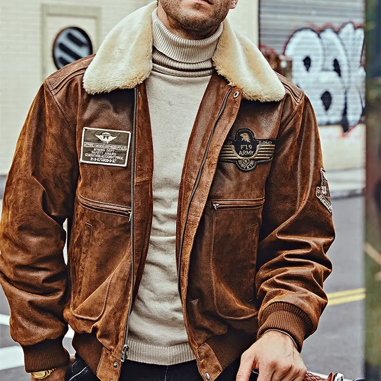 Men's Fur Collar with Cotton Leather Jacket