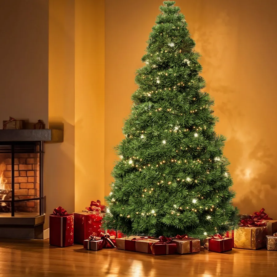 Pre-lit Artificial Christmas Tree, Prelighted Green Hinged