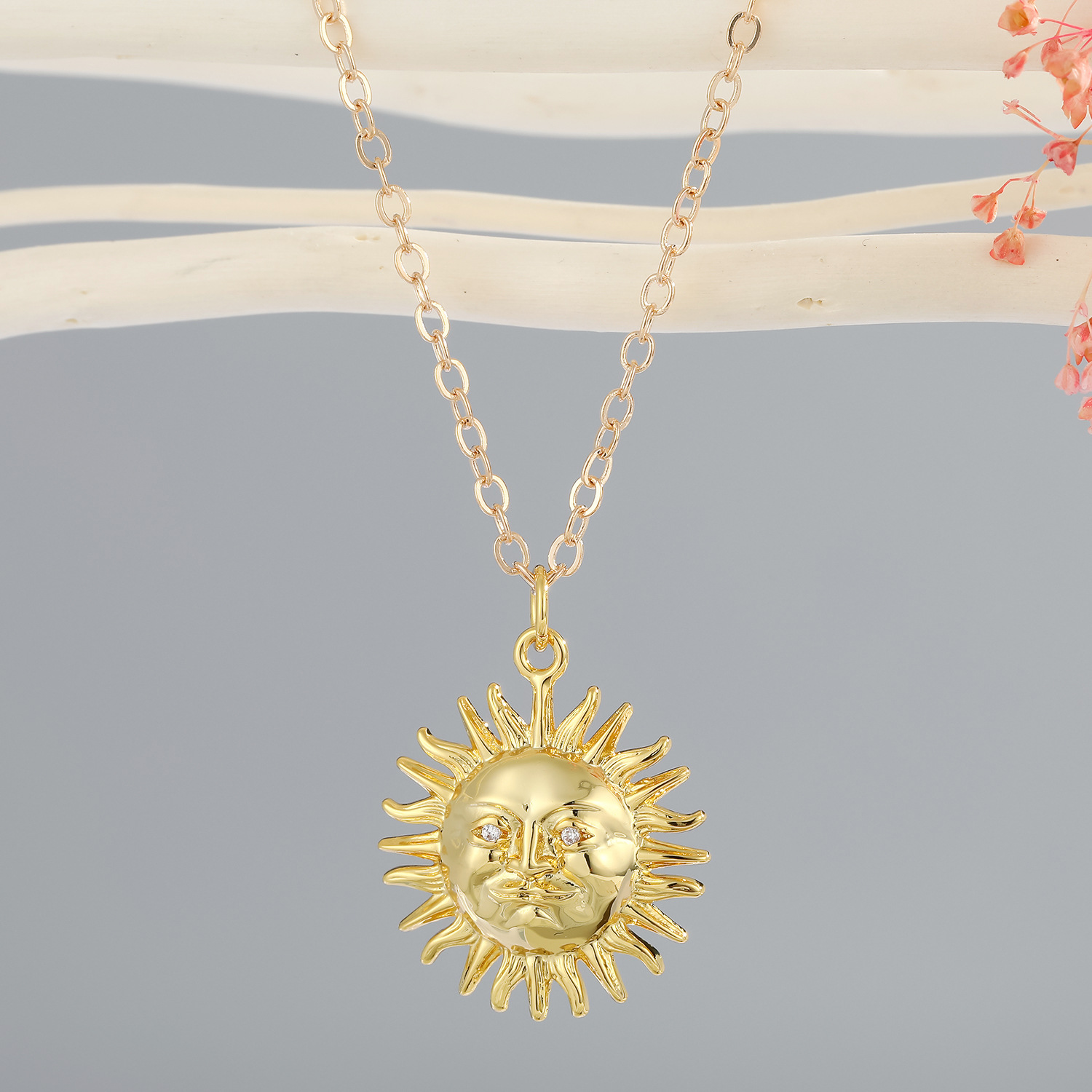 Ladies Fashion Personality Metal Texture Sun Necklace