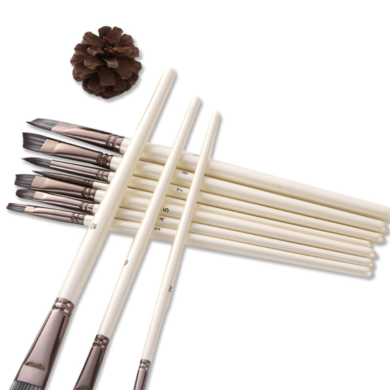 10 Pearl White Watercolor Brushes, Nylon Brushes - Image 3