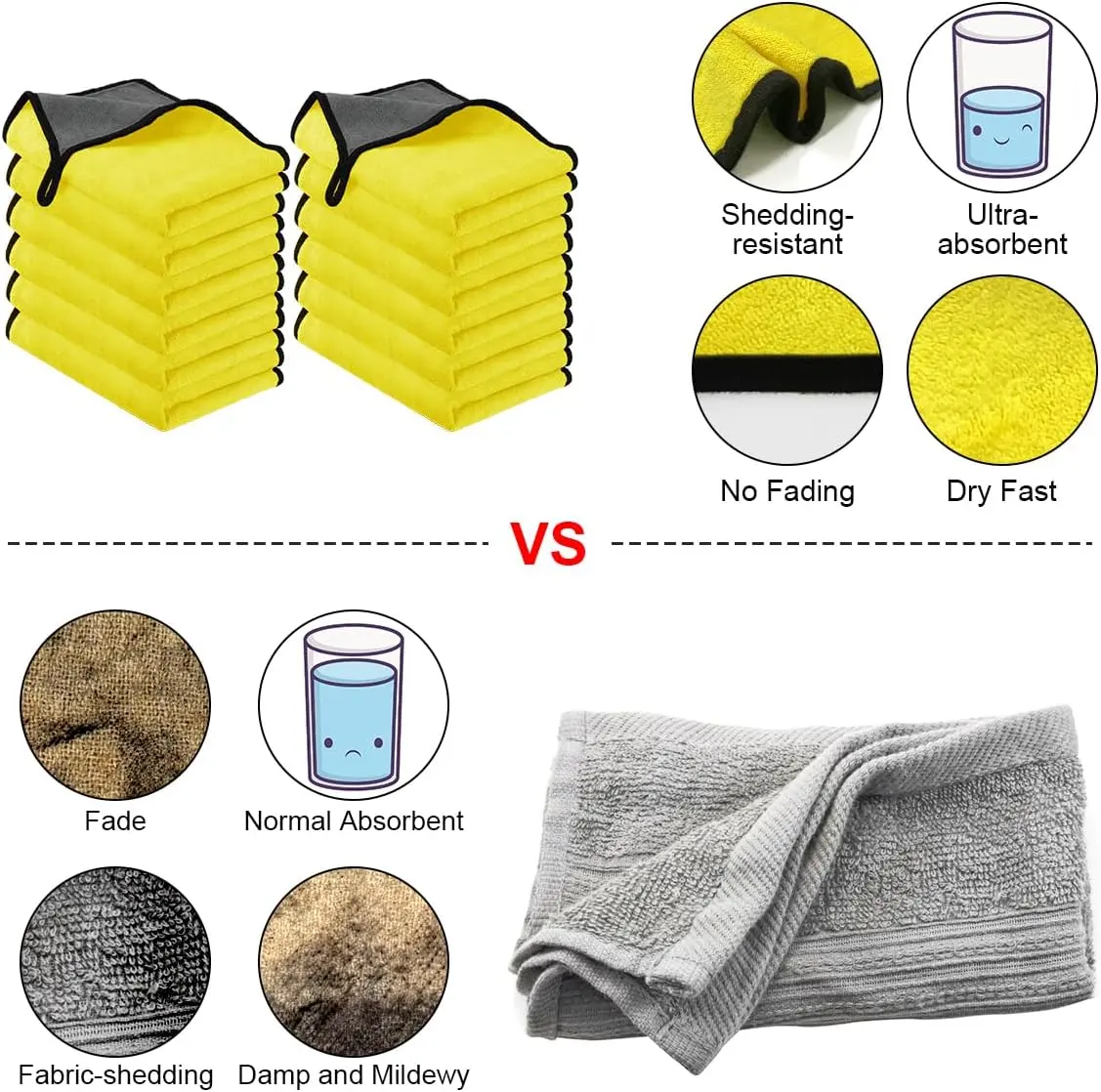Car Cleaning Towels Drying Wash Cloth Microfibre