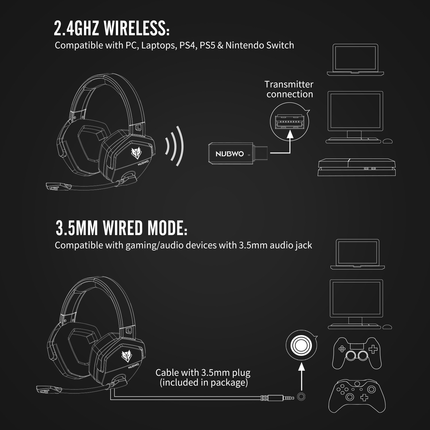 Wireless Game Headset Head-mounted Noise Reduction - Image 2