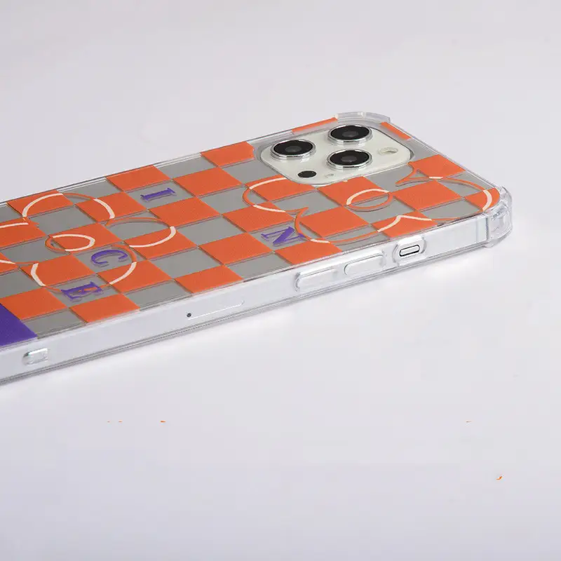 Contrast Checkerboard Crossbody Lanyard Phone Case Mirror