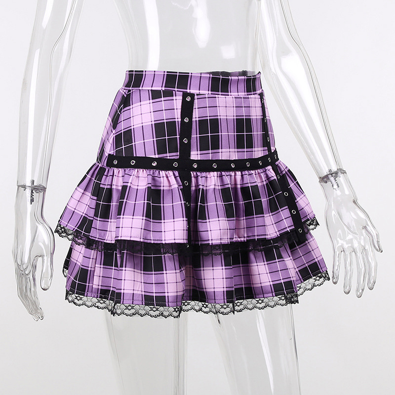 Female Pleated Skirt Lattice Skirt