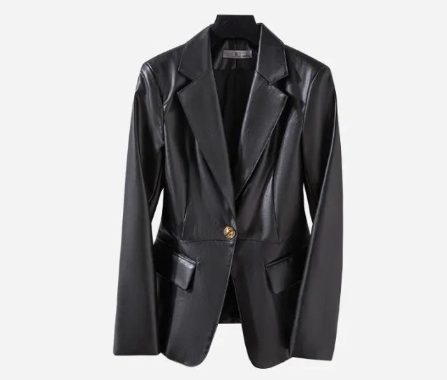 Women's Slim Skinny Leather Jacket Coat Black - Shop at LoveMi