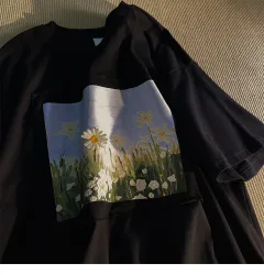 Vibrantly Painted Youth Trend Short Sleeves - Black - View 1