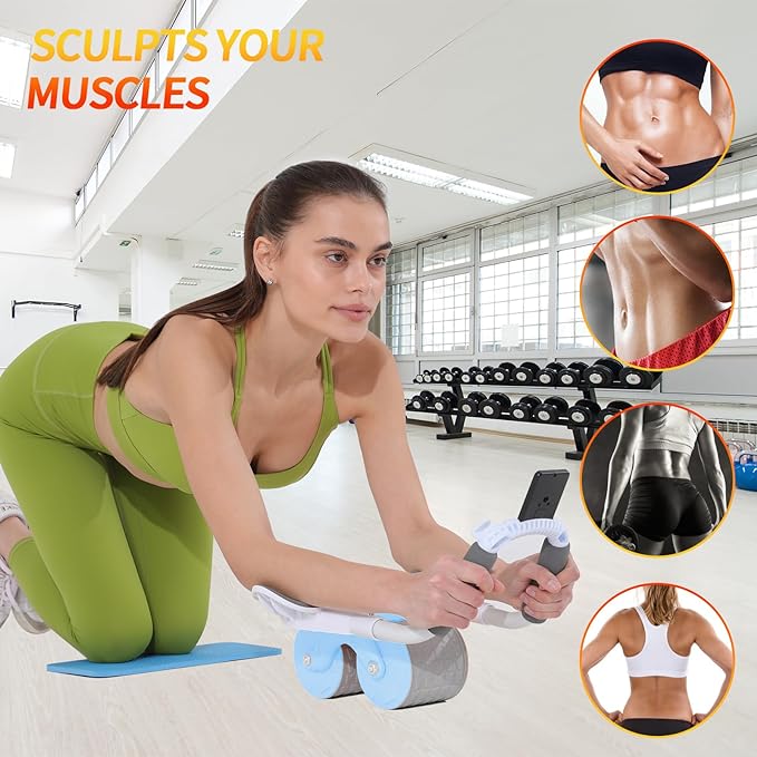 Elbow Support Automatic Rebound Abdominal Wheel Ab Roller for Abdominal Exercise Machine Abs Workout Equipment, Dolly Core Strengthening Trainer Fitness Belly Training