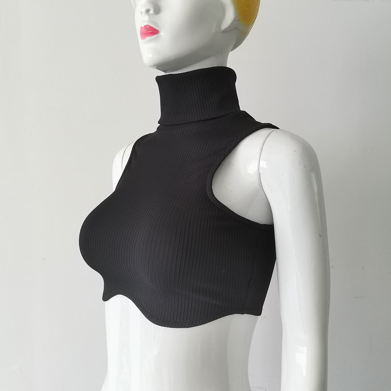 Slim-Fit Tank Top Turtleneck Backless Bodysuit