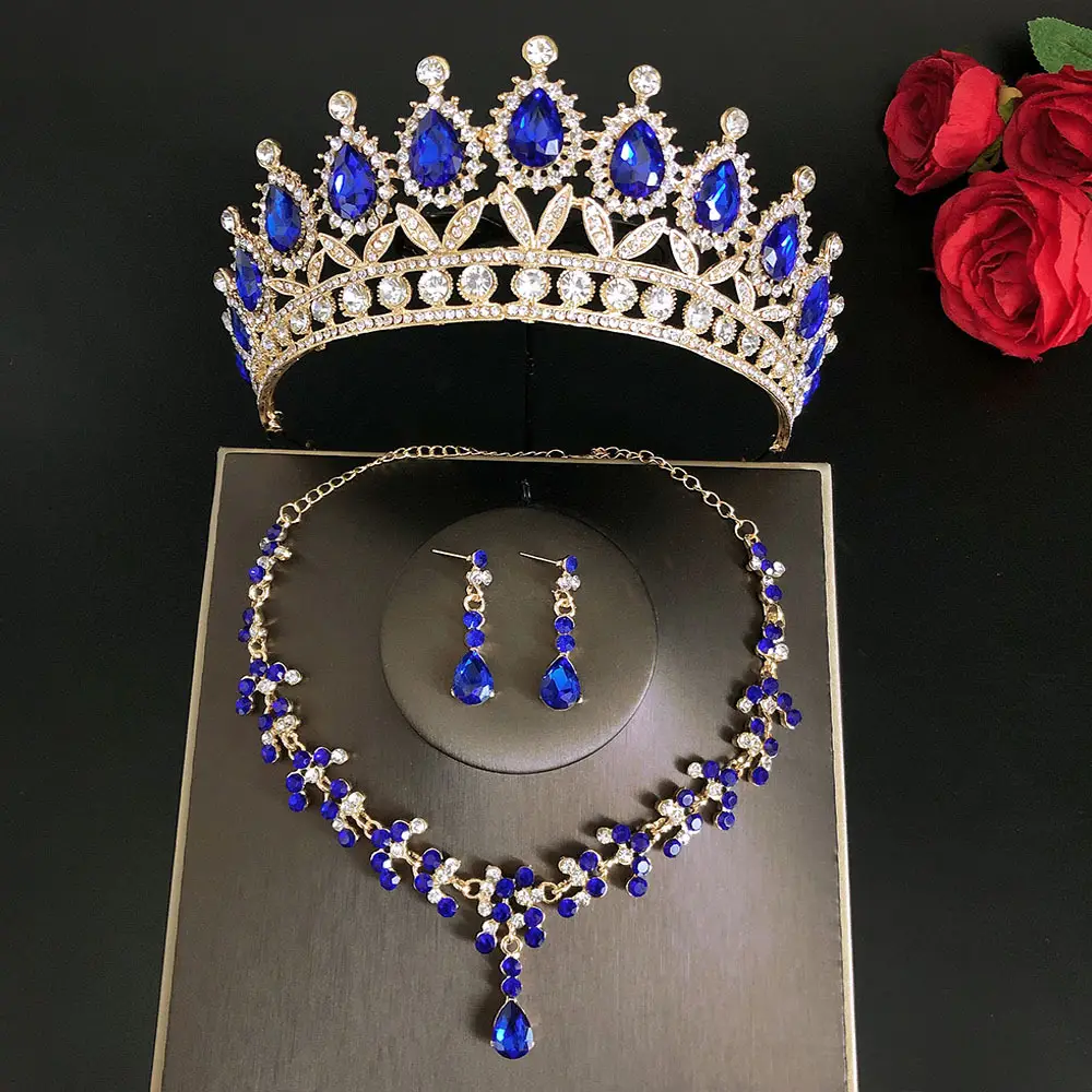 Royal Queen Bridal Jewelry Sets For Women Luxury Tiaras Crow