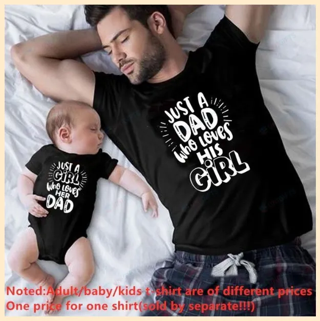 Just A Dad Who Loves His Girl Parent child T shirt Lack T Cotton For Adults - Shop at LoveMi